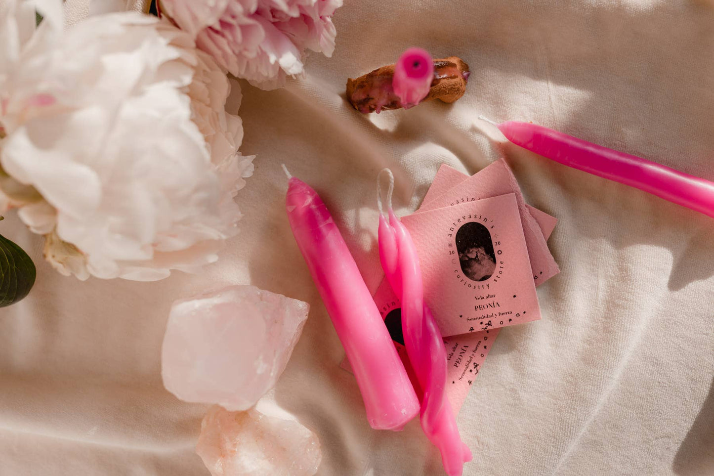 Big PEONIA pink Ritual Candle  (Strength and self-love