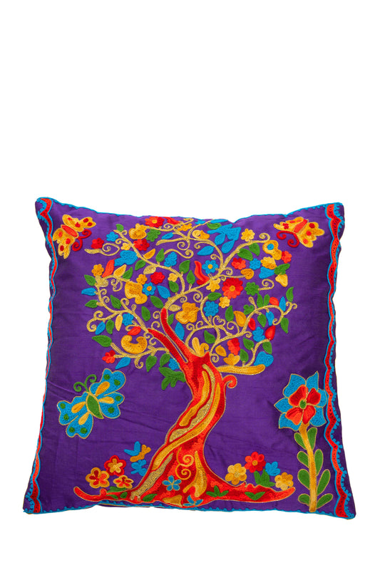 Tree of Live embroidered cushion cover