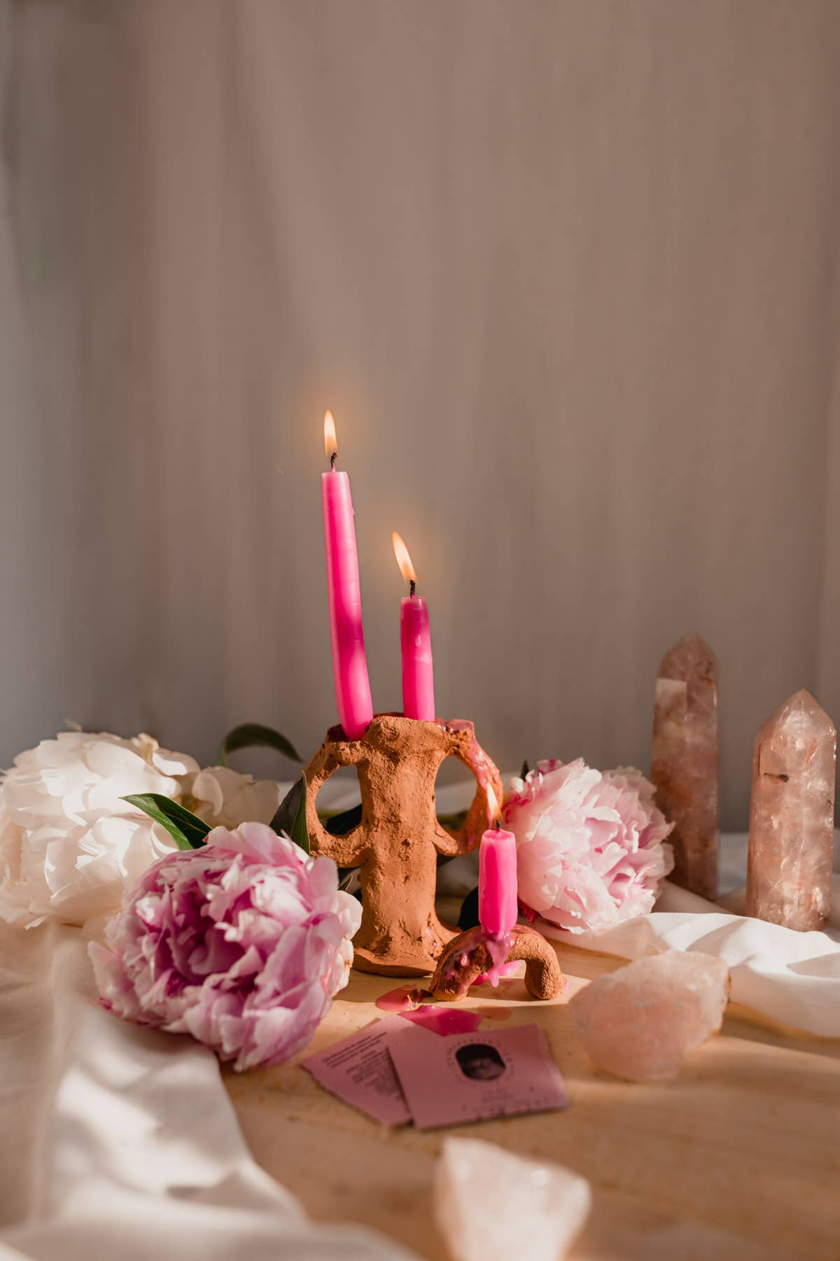 PEONIA pink Ritual Candle  (Strength and self-love)