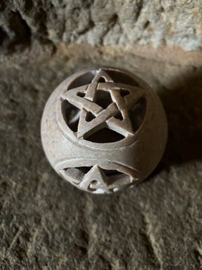 Soap Stone Pentagram Candle holder