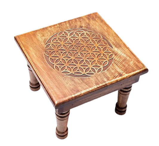 Acacia Wood Altar Table - Flower of Life