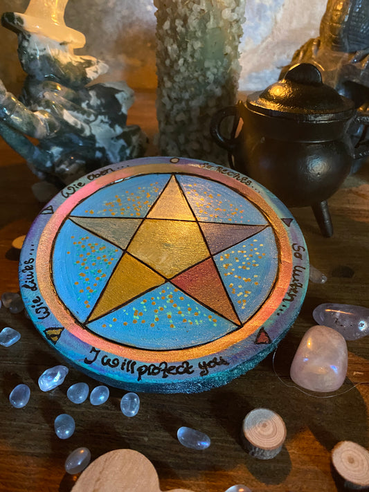 Handgefertigtes buntes Pentagramm für deinen Altar - Magischer Schutz - Schild
