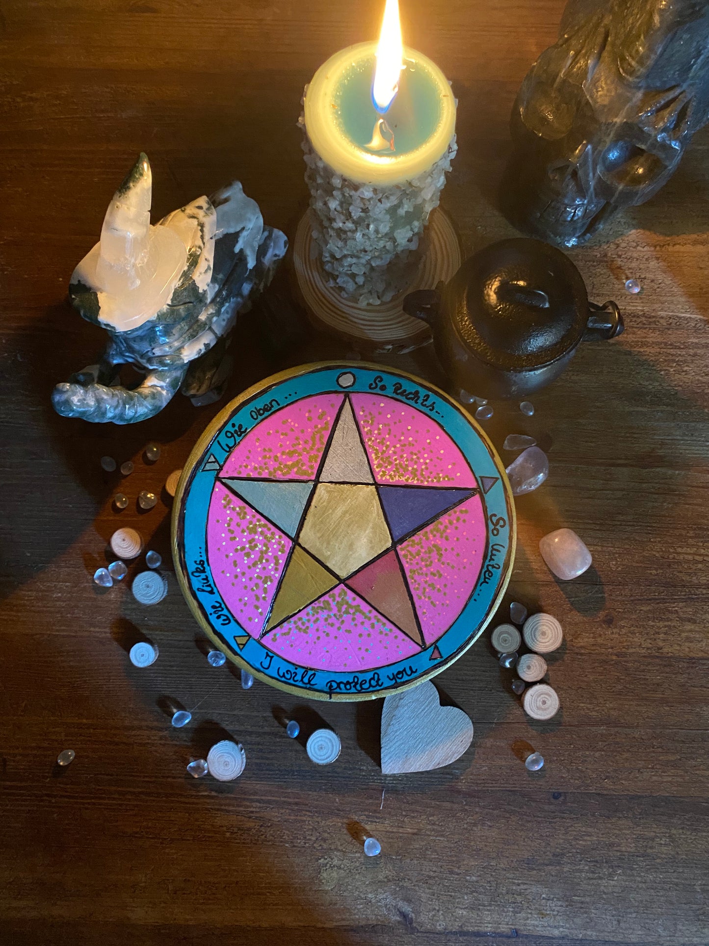 Handmade colorful pentagram for your altar - Magical protection - shield