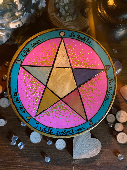 Handgefertigtes buntes Pentagramm für deinen Altar - Magischer Schutz - Schild