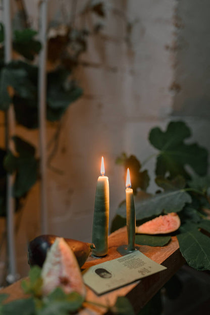 Ritual Candle made from dark green fig leaf (green magic)