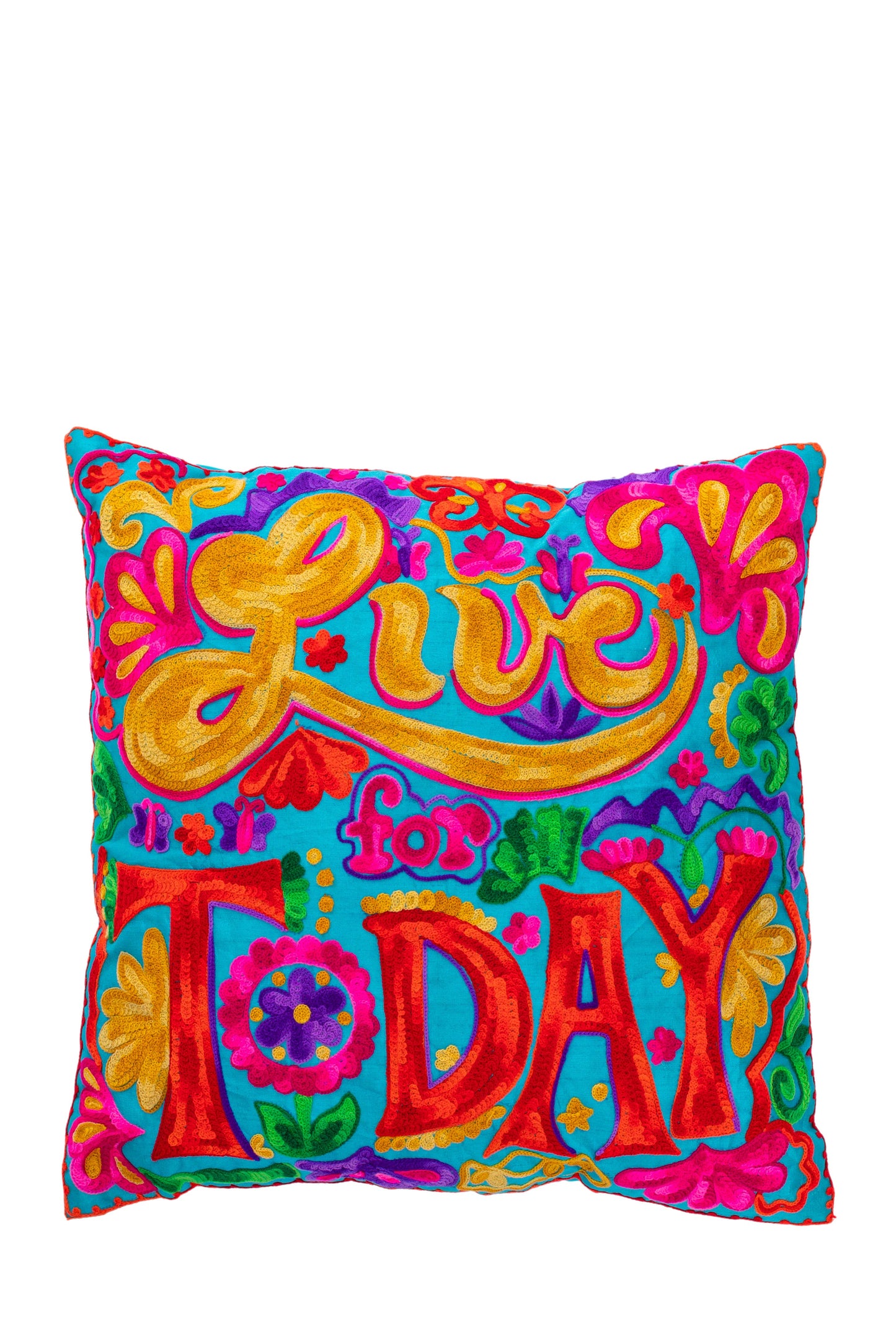 Live for Today embroidered Pillow cover