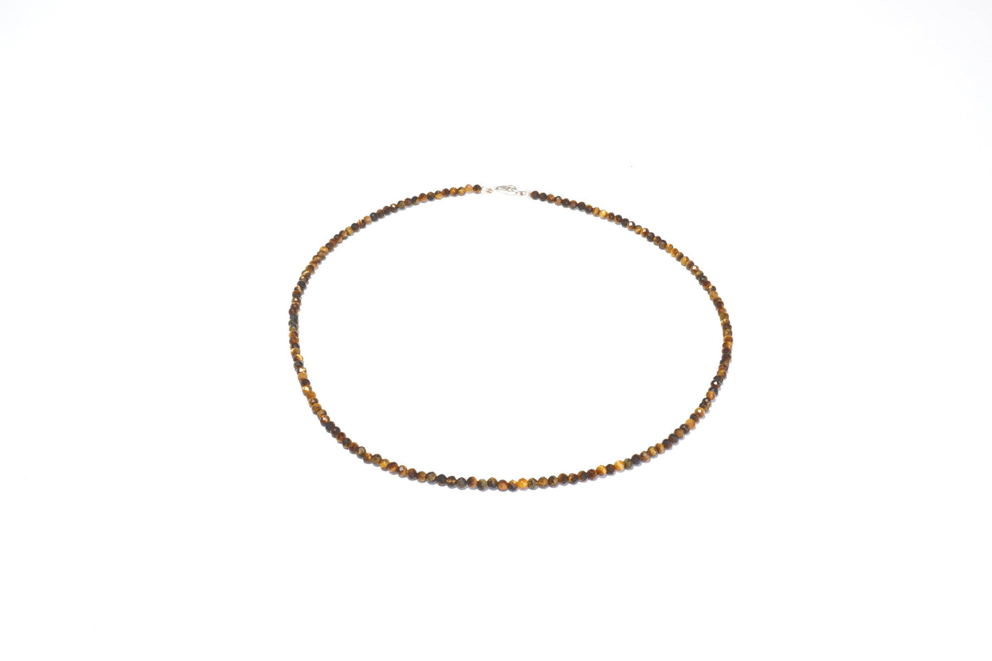 Tiger's eye gemstone Necklace with 925 silver clasp