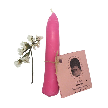 Big PEONIA pink Ritual Candle  (Strength and self-love