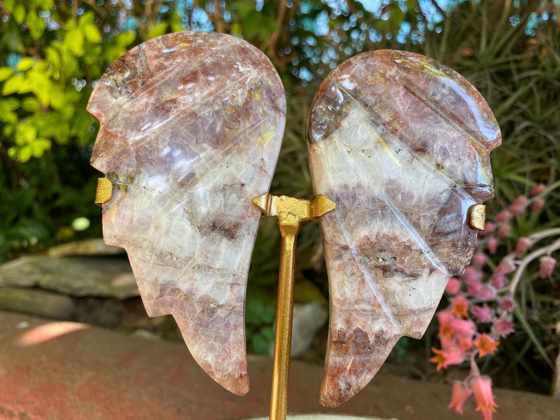 Chevron Amethyst Angel Wings on stand from Indonesia