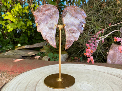 Chevron Amethyst Angel Wings on stand from Indonesia