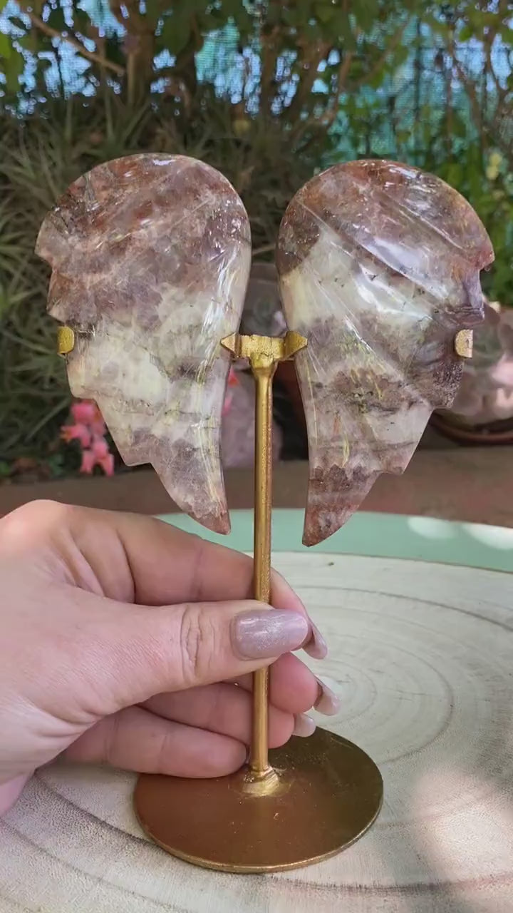 Chevron Amethyst Angel Wings on stand from Indonesia