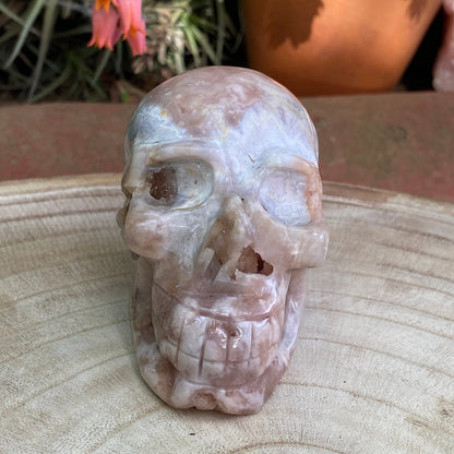 Skull-Pink Amethyst, Flower Agate super Druzy