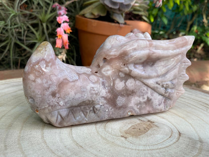 Dragon Head -Pink Amethyst, Flower Agate Druzy